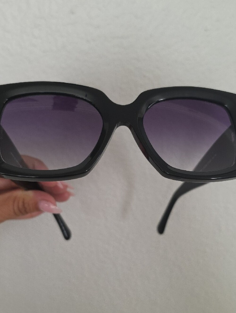 CHANEL Black Frame Sunglasses with Gold Accents and Gradient Purple Lenses - Picture 2 of 7